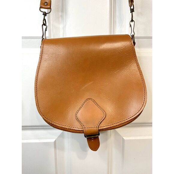 Handmade Handbags - Brown Small Leather Crossbody Saddle Bag Made in Greece
